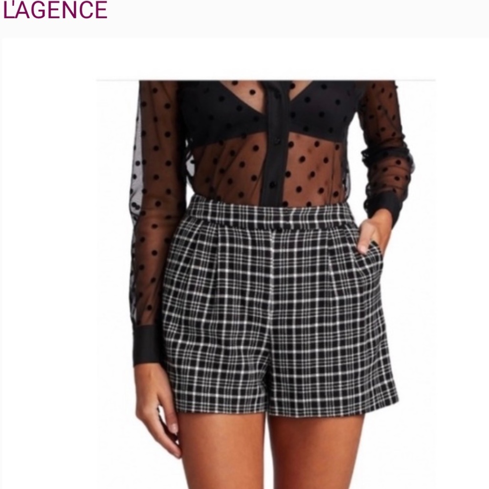 NWT L’AGENCE Emerie Pleated Plaid Shorts Size 2